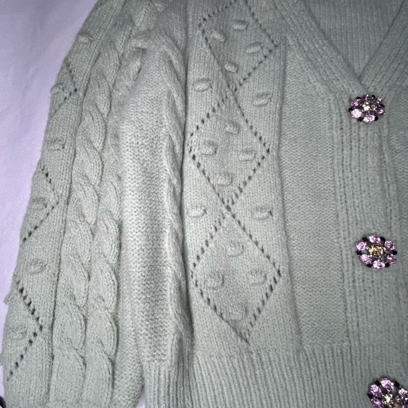 Sandro Mint Cardigan with Embellished Buttons - Picture 4 of 12